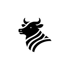 Striking Bull Silhouette Vector Graphic Design with Geometric