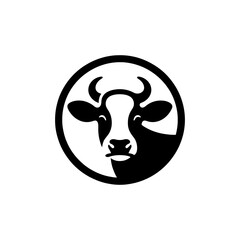 Minimalist Black and White Cow Head Logo