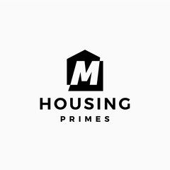 letter m house home mortgage real estate living logo vector icon illustration