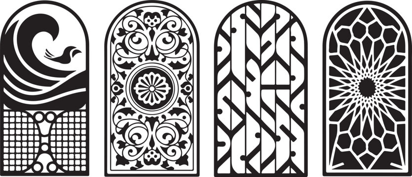 Four stylish arched panels with unique patterns