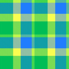 Vibrant plaid pattern in green, blue, and yellow. A bold and cheerful design evoking classic style. Perfect for backgrounds, textiles, or creative projects. Versatile  eyecatching.