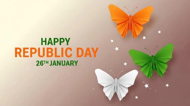 Indian flag concept Republic Day trio colors paper craft Butterflies