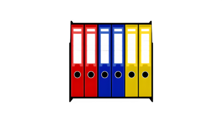 Row of colorful office binders on a black background