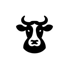 Elegant Black and White Cow Head Silhouette Vector