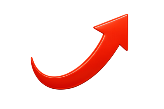 Dynamic red arrow rising upwards, representing growth and success