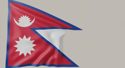 Waving flag of nepal with a unique non rectangular shape.