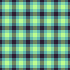 Vibrant plaid pattern, perfect for backgrounds or fabric design. Features cool tones, suggesting comfort and warmth. Useful in textile, fashion, or graphic design.