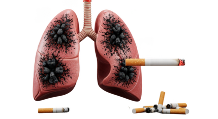 Diseased lungs with cigarettes showcase harmful effects