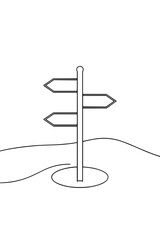 Directional road sign with multiple arrows in minimalist style  