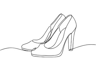 Linear illustration of high heel shoes in minimal style  