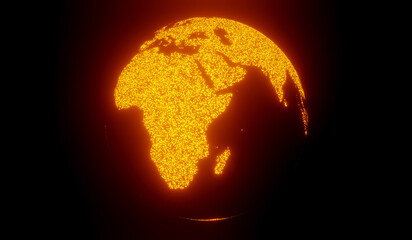 Glowing earth: a radiant representation of our planet. 3d rendering. Elements of this image furnished by NASA.