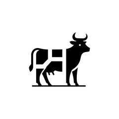 Modern Silhouette of a Cow Logo Design