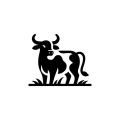 Vector Cow Illustration in a Meadow an Animal