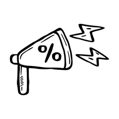 Hand Drawn Black Friday Megaphone Announcing Discount
