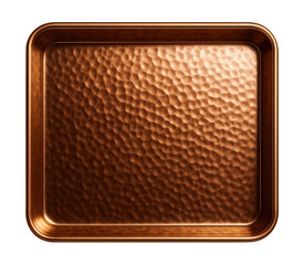 Hammered copper baking sheet for even heat conduction in gourmet kitchens.