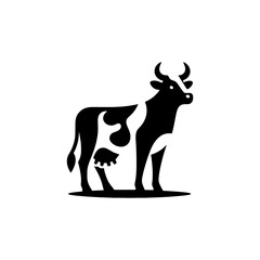 Striking Cow Silhouette Vector Illustration in Monochrome Style