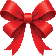 Vibrant red satin bow, perfect for holiday gifts, special occasions, and adding a touch of elegance to any project or design with a transparent background