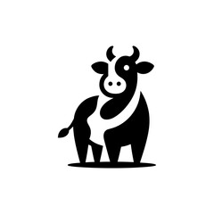 Modern Bovine Symbol Stylized Cow Vector Illustration