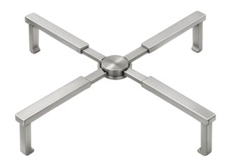 A foldable metal trivet with adjustable arms, perfect for supporting pots on compact