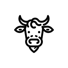 Minimalist Cow Head Outline Vector Illustration