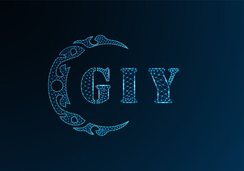 Low poly letter logo GIY design. GIY letter logo low poly vector design on blue color gradient background. GIY logo low poly design
