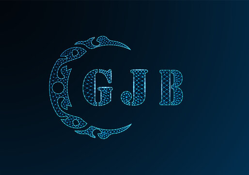 Low poly letter logo GJB design. GJB letter logo low poly vector design on blue color gradient background. GJB logo low poly design