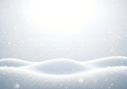 Snowy hills with falling snowflakes and glowing winter background design