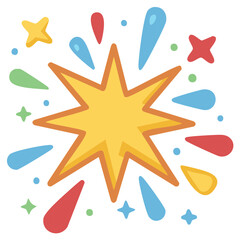 Obraz premium Stylized Explosion Graphic with Stars and Colorful Burst Elements, Celebration or Event Symbol with Sharp Edges and Decorative Design