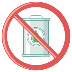 No oil concept with an illustration of a prohibition sign over a barrel with a green drop.