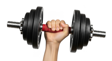 Lifting a dumbbell with determination