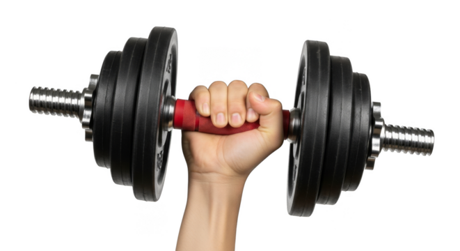 Lifting a dumbbell with determination