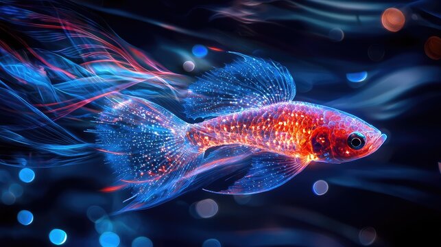A fish with a pulsating light inside its body that grows brighter as it moves deeper