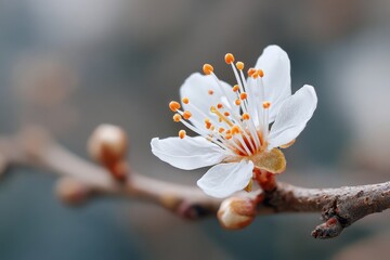 Delicate cherry blossoms in soft focus