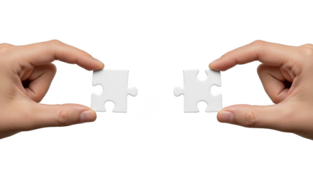 Puzzle pieces held by hands connection