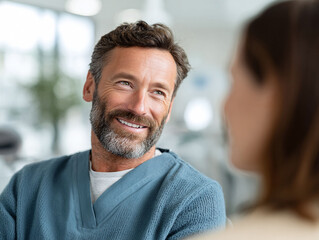 Warm and reassuring portrait of a mature professional in healthcare settings, offering trust and expertise. Ideal for medical, dental, wellness, and patient care imagery.