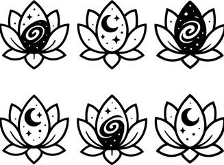 Fototapeta premium lotus flower with galaxy inside vector illustration
