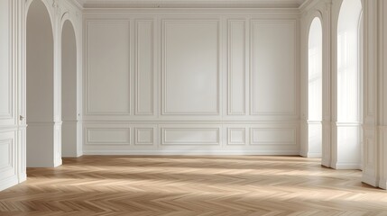 Fototapeta premium Classic Empty Room Interior with Elegant White Walls Background