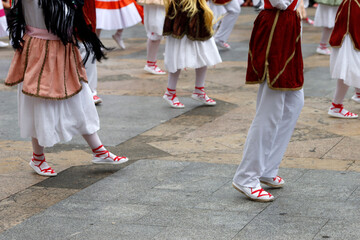 Basque folk dancers during a performance