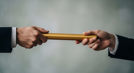Hands passing golden baton transfer