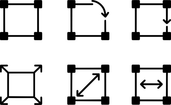transform bounding box vector icon set black line illustration