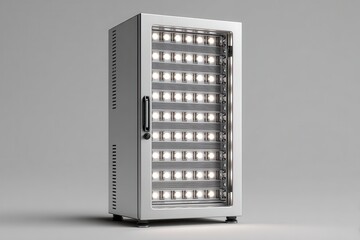 Miniature Server Rack with Blinking Lights in a Modern Style