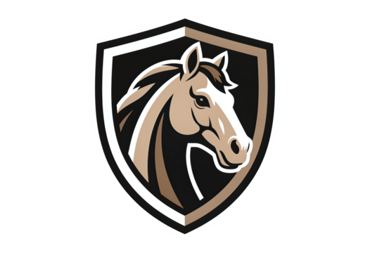 Brown Horse Head Shield Icon on Transparent Background, Vector Illustration for Branding