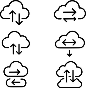 cloud migration data transfer icon set