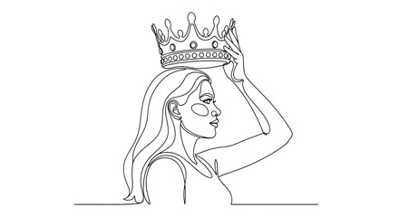 Elegant woman with a crown on her head, symbolizing power and achievement