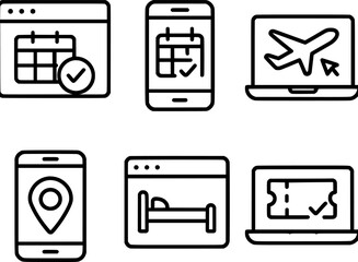 online booking and reservation system vector icon set