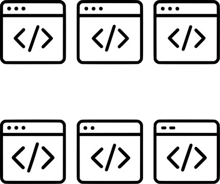 programming code editor window outline icon set