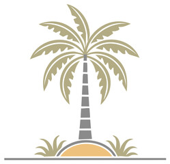 Simple tropical palm tree on a small island modern vector logo illustration
