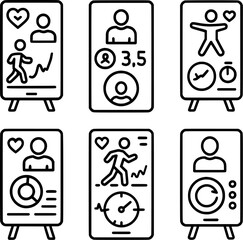 Smart mirror fitness tracking interface icon set