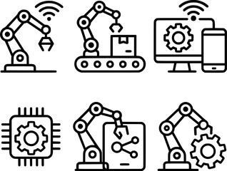 smart manufacturing automation line icons