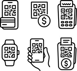 Smart payment QR code vector icon set